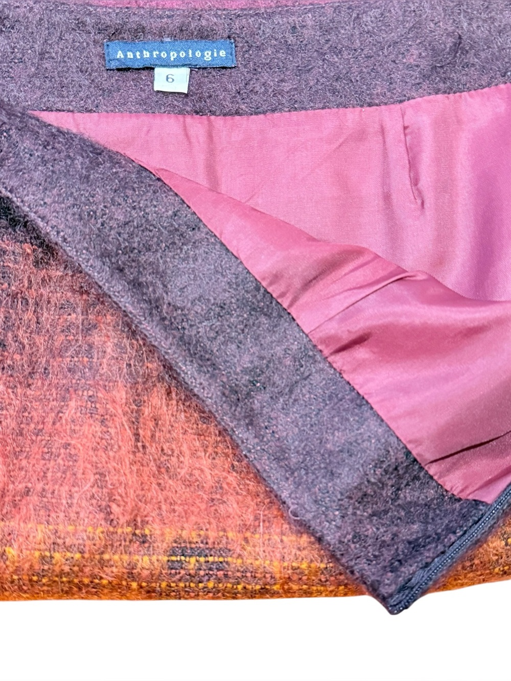 Anthropologie Ombre Mohair Blend Pencil Mini Skirt in Multicolor Size 6 - Picture 5 of 6